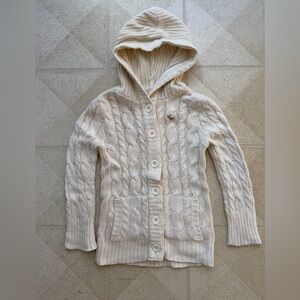 Abercrombie & Fitch Cream Cable Knit Cardigan. wool. Girl 6x.